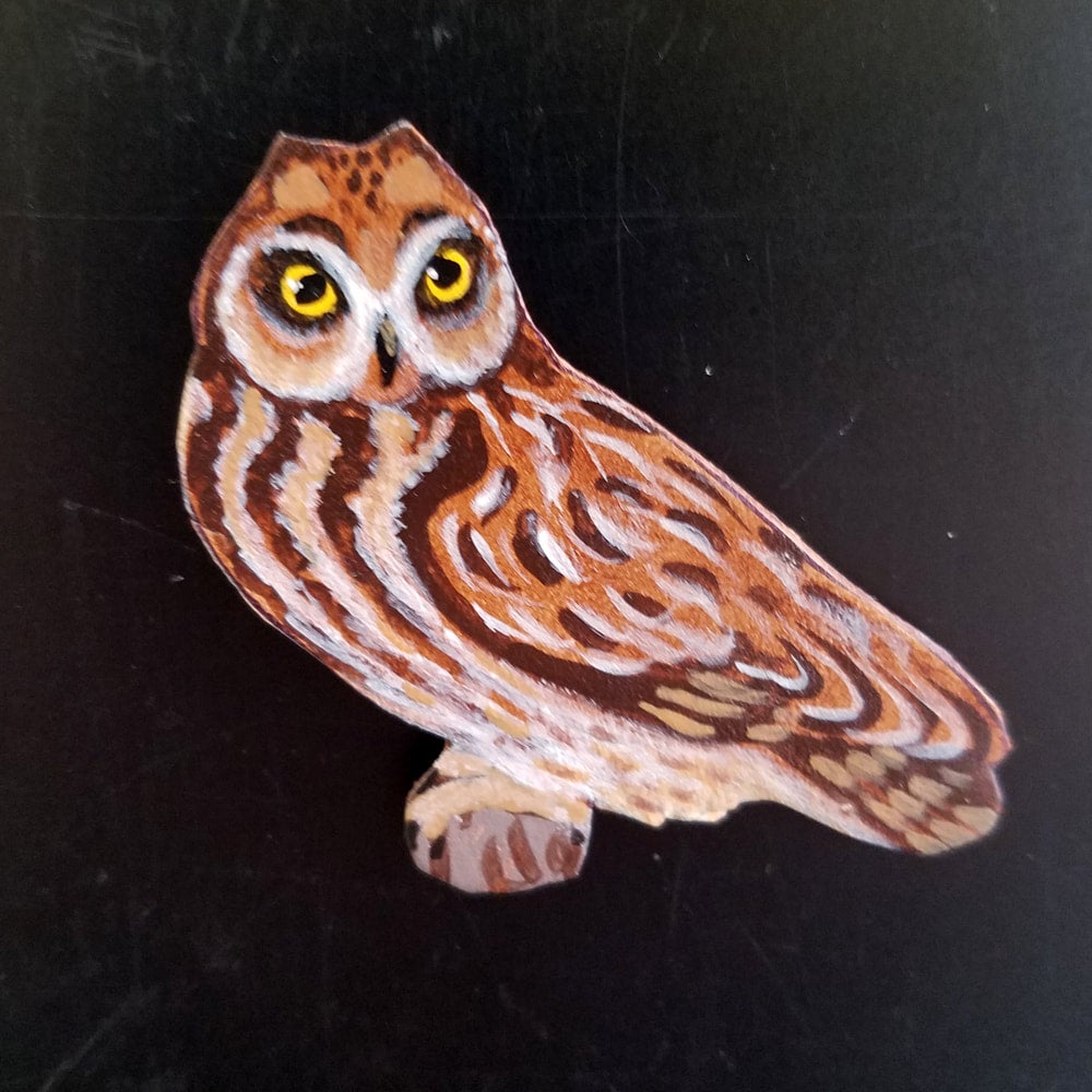 Painted Leather Owl Magnet | International Owl Center Online Store