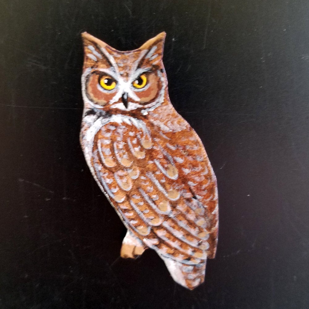 Painted Leather Owl Magnet | International Owl Center Online Store